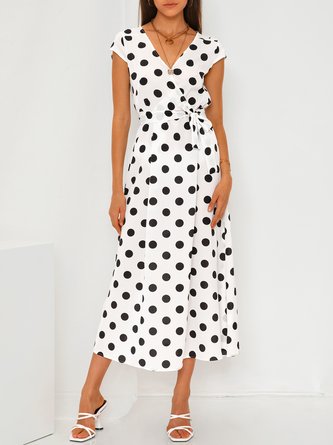 V Neck Short Sleeve Swing Dress