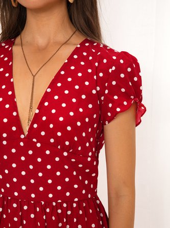 Sweet Polka Dots Short Sleeve Dress