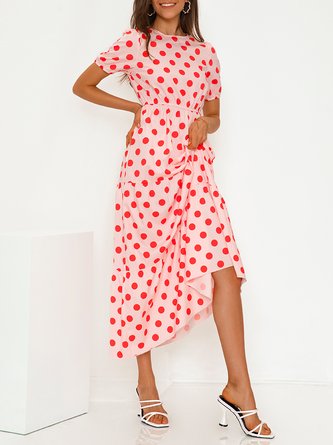 Crew Neck Short Sleeve Casual Swing Dress