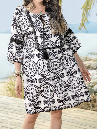 2019 Fashion Half Sleeves Boho Casual Shift Dress