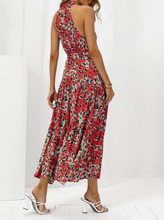 A-Line Sleeveless Holiday Floral Dress