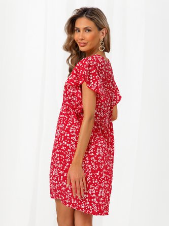 Shift Crew Neck Floral Short Sleeve Dresses