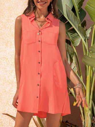 Cold Shoulder Sweet Shirt Collar Dress