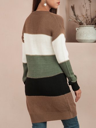 Green Crew Neck Casual Shift Sweater Dress