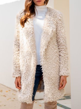 Casual Long Sleeve Shift Shawl Collar Outerwear