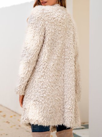 Casual Long Sleeve Shift Shawl Collar Outerwear