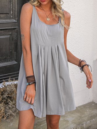 Casual Cotton-Blend Sleeveless Dress