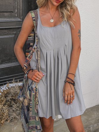 Casual Cotton-Blend Sleeveless Dress