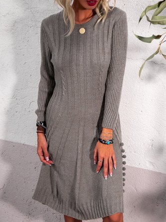Gray Long Sleeve Casual Dress