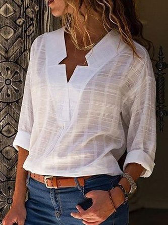 Sexy V Neck Pure Color Blouse
