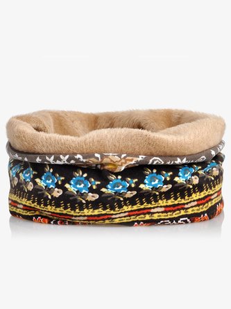 Retro Tribal Printed Fleece Dual Use Scarf Beanie Hat