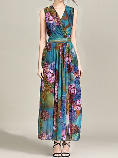A-Line Printed Holiday Maxi D...