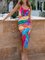 Vacation Cowl Neck Printed Gallus  Dress