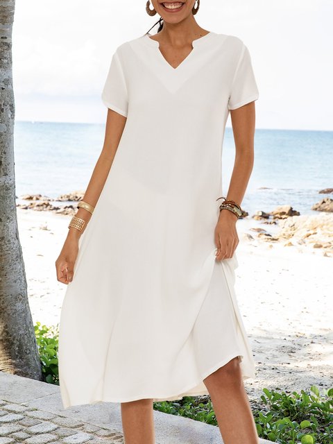 v neck casual short sleeve dresses