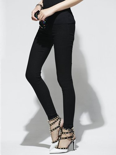 Black Simple Sheath Skinny Leg Pants by DE LIZZA - Latest Fashion ...