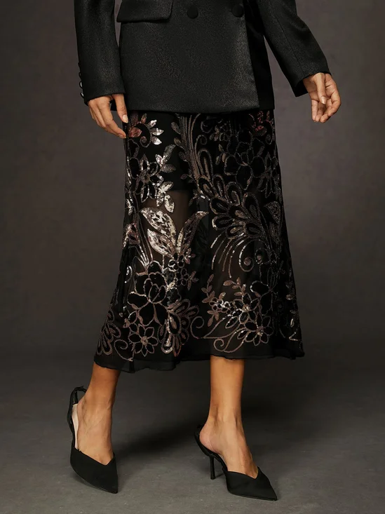 Urban Sequin Sheer Straight Skirt