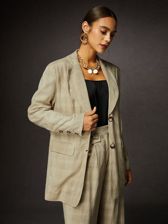 Casual Loose Lapel Collar Linen Blazer