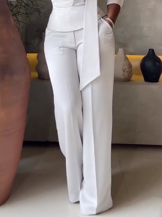 Regular Fit Plain Elegant Straight Pants
