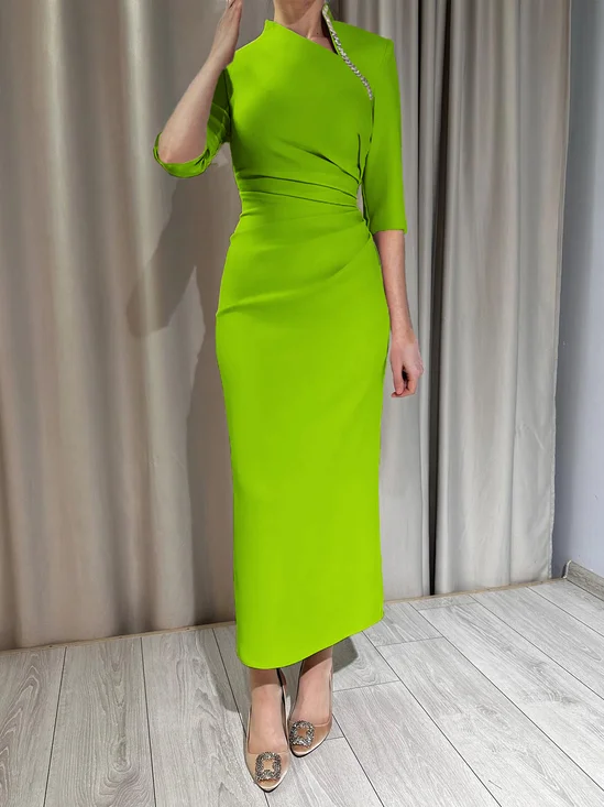 Elegant Half Sleeve Plain Maxi Dress