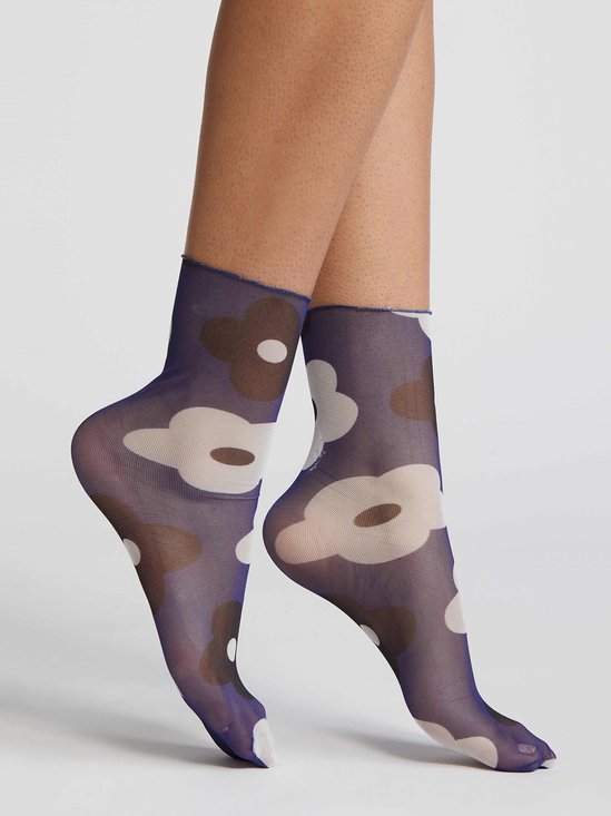 Floral Breathable Mesh Mid-calf Socks