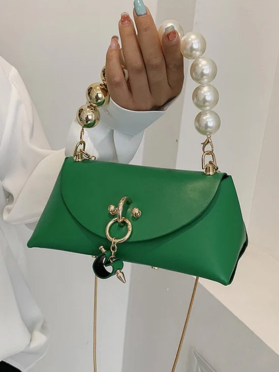 Elegant Imitation Pearl Beaded Handbag with Detachable Crossbody Strap