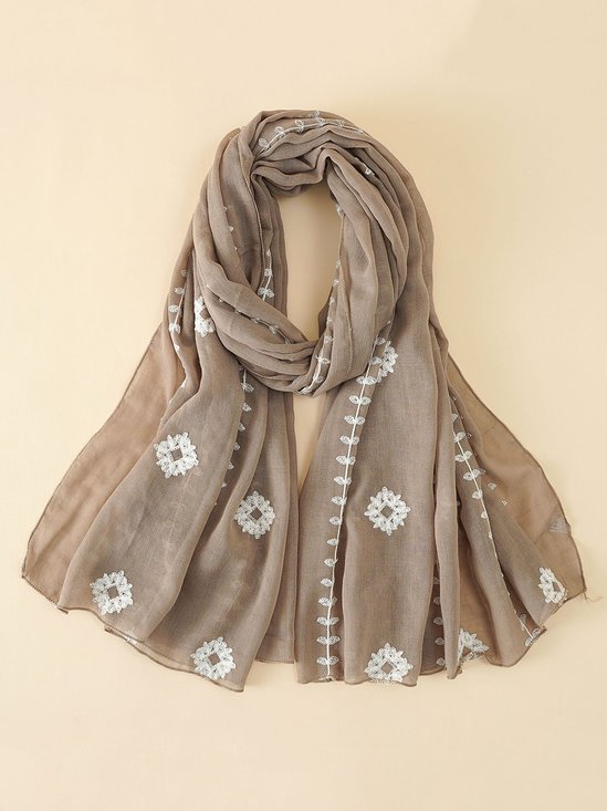 Casual Leaf Embroidery Scarf
