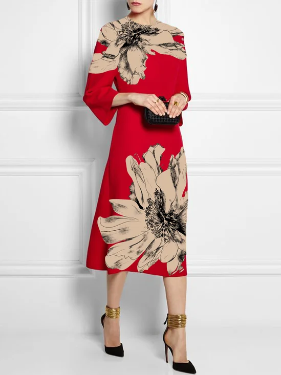 Elegant Regular Sleeve Pocket Stitching Dress