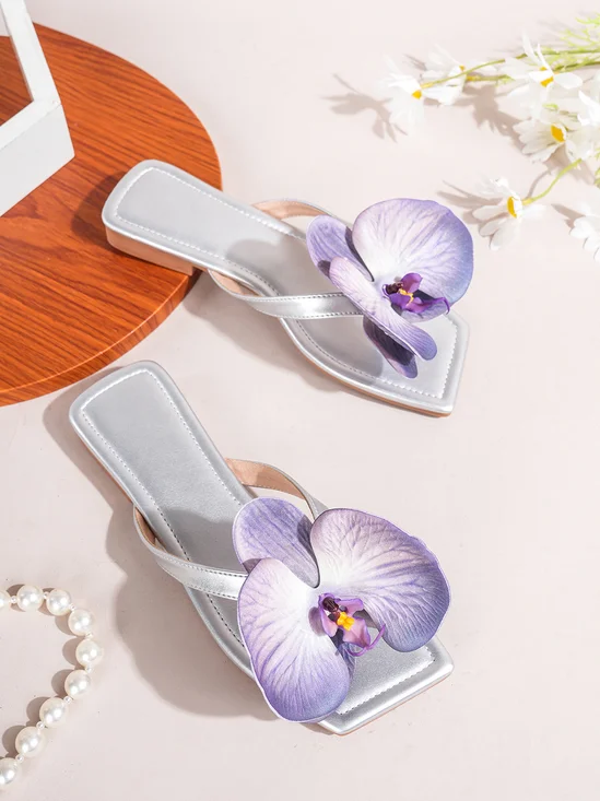 Elegant Imitation Phalaenopsis Flip-flop Sandals