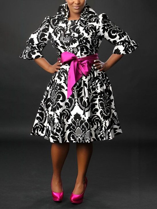 Urban Ethnic Print Pocket Dress With Belt