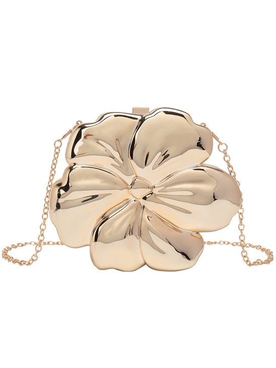 Glamorous Flower Shaped Acrylic Mini Clutch Bag with Metal Chain Strap