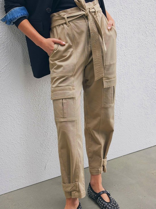 Pocket Stitching Plain Urban Regular Fit Cargo Pants