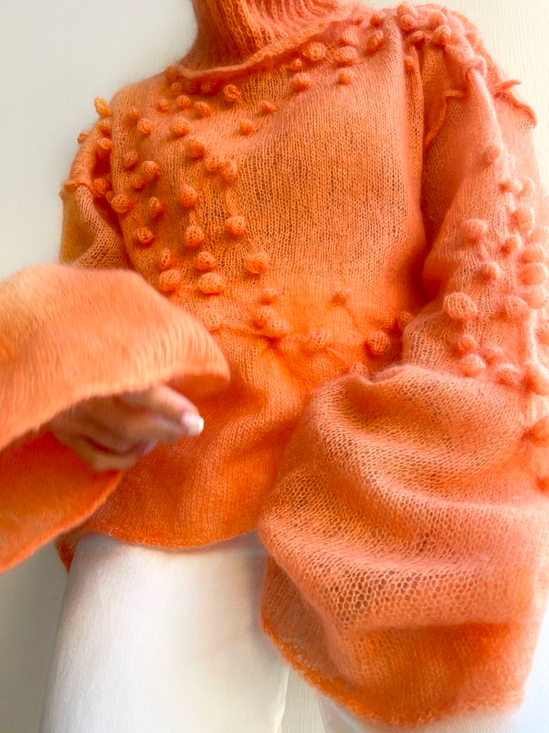 Urban Regular Sleeve Loose Yarn/Wool Yarn Sweater