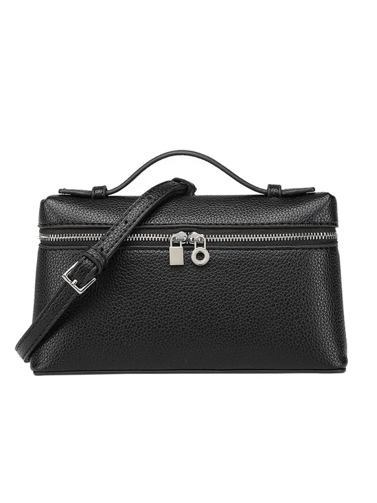 Minimalist Double Zip Embossed Handbag Commuting Mini Crossbody Bag