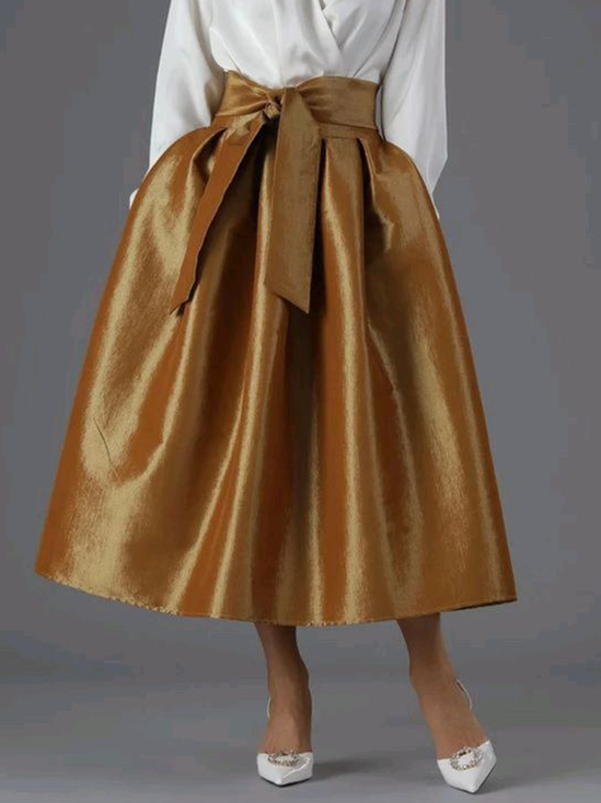 Pocket Stitching Elegant Loose Midi Skirt