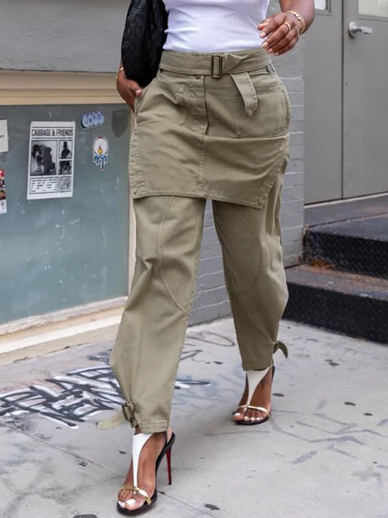 Casual Pockets Fashion Cargo Pants with Belt