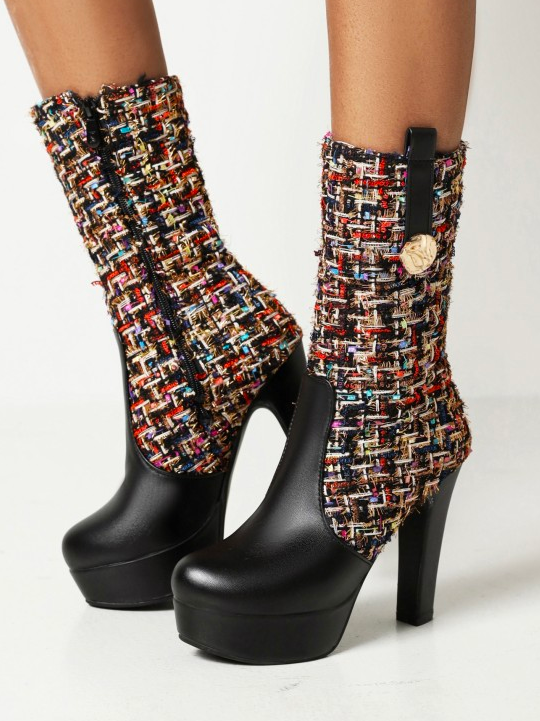 Autumn Geometric Elegant Fabric Fashion Boots