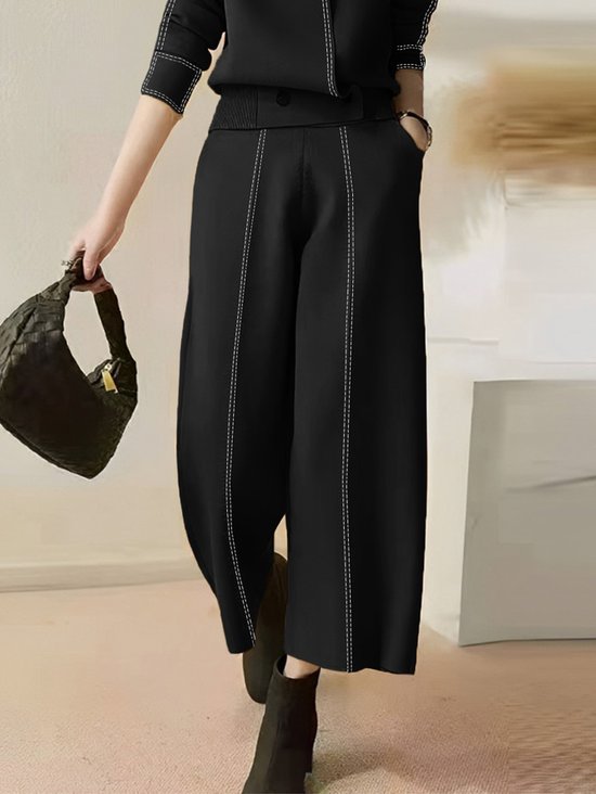 Plus Size Casual Loose Color Block Pants