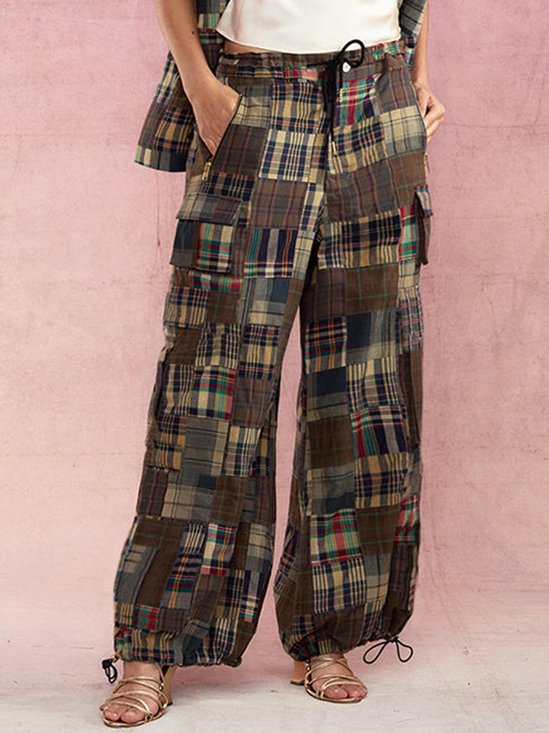 Plaid Urban Pockets Loose Fashion Pants