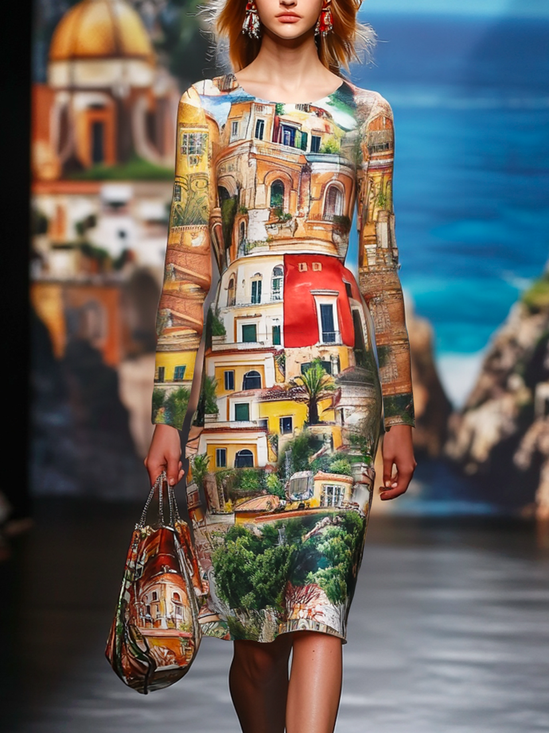 Urban Regular Fit Painting Printing Dress