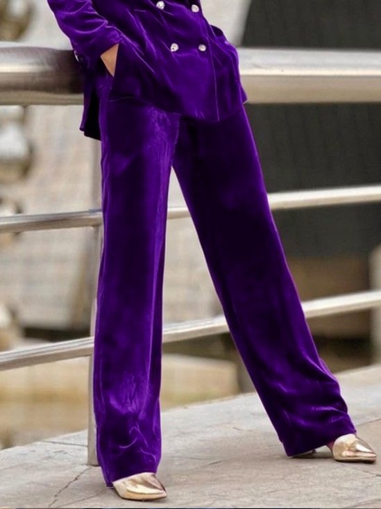 Velvet Urban High Waist Plain Fashion Pants