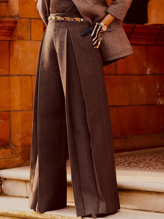 Urban Fashion Wide Leg Pants With No Belt