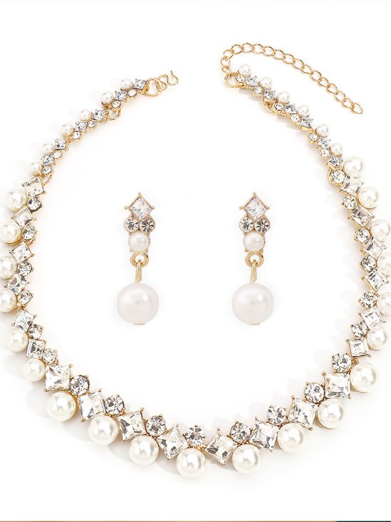 Elegant Chain Necklaces Dangle Pearl Set