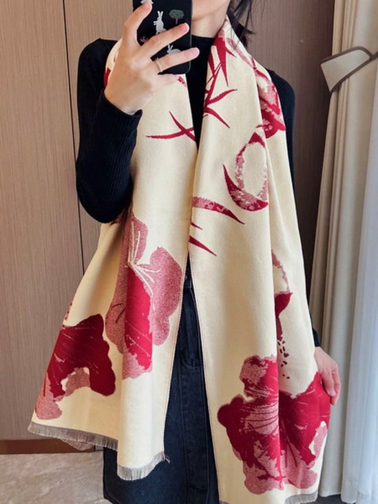 Urban Floral Imitation Cashmere Scarf