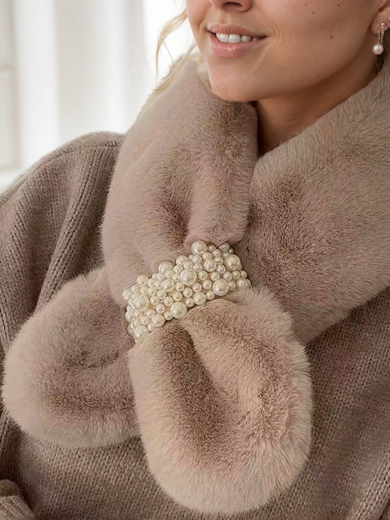 Elegant Pearl Fluff/Granular fleece fabric Scarf