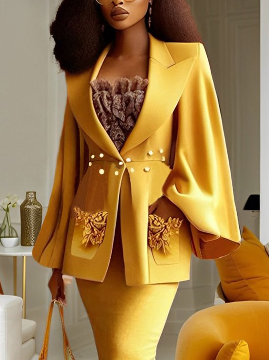 Elegant Balloon Sleeve Regular Fit Jacket