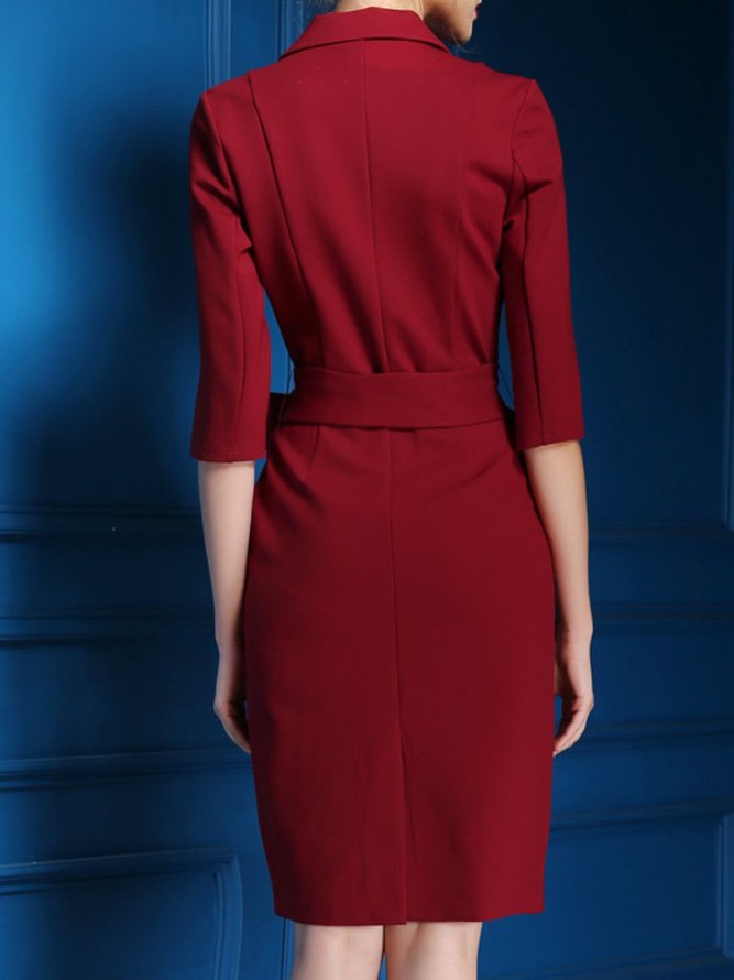 Red Zipper 3/4 Sleeve Midi Dress | stylewe