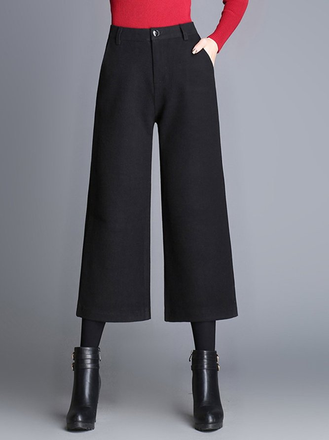 Solid Casual Wide Leg Pants | stylewe