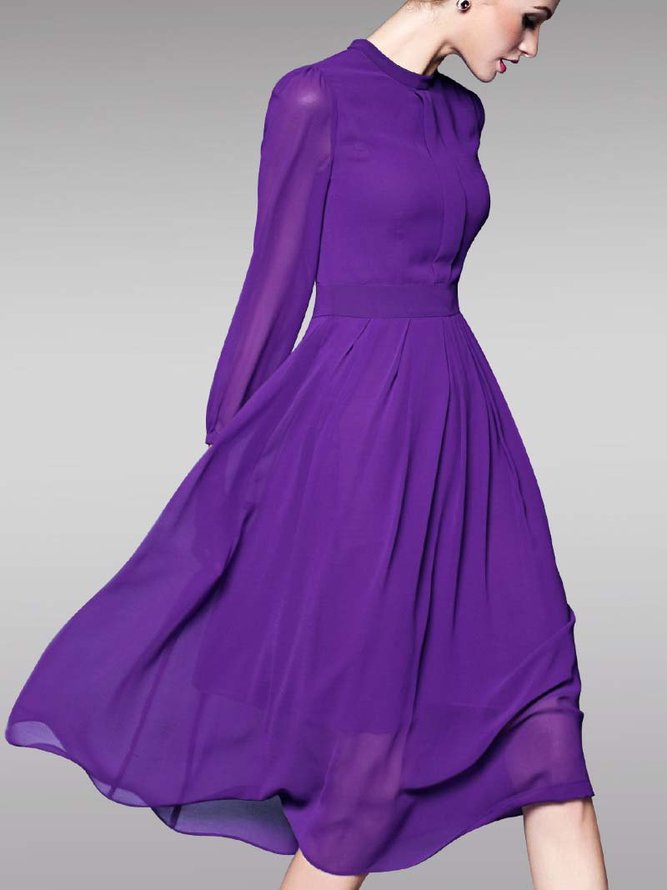 long sleeve purple midi dress