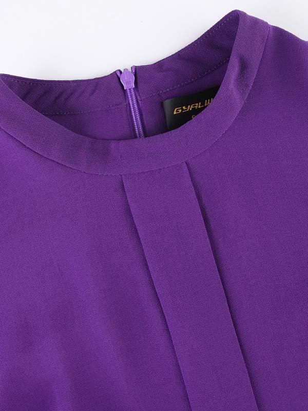 Purple Chiffon Long Sleeve Midi Dress | stylewe