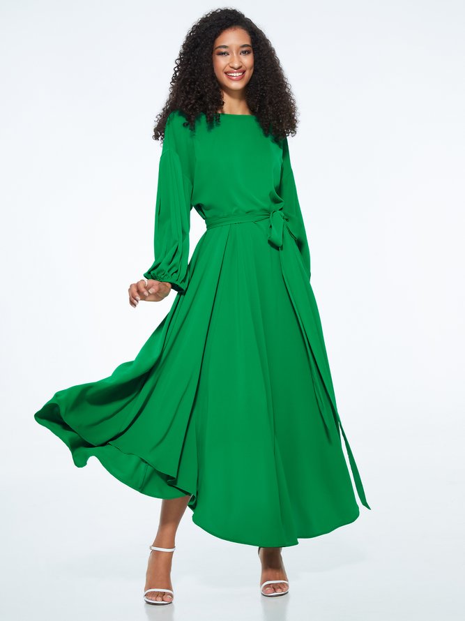 Summer Three Quarter X-Line Asymmetrical Plain Asymmetrical Daily Dresses